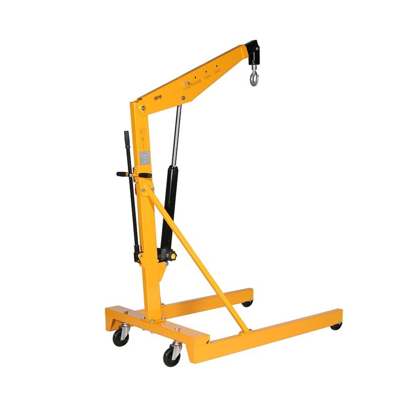 Vista desde 3/4 de la grúa de taller para palets europeos