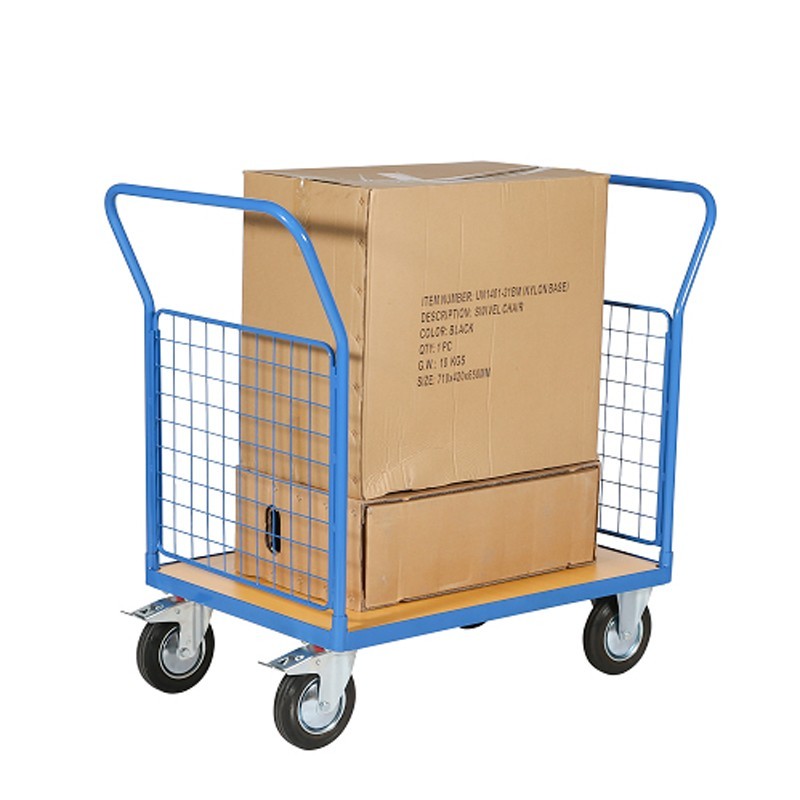 Vista desde 3/4 del carro con malla 500kg  con cartón