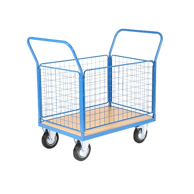 Vista desde 3/4 del carro con malla de 4 lados 500kg 1000x700mm