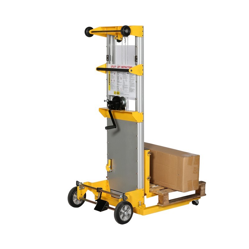 Apilador con manivela 181kg Elevación 2500 mm con paleta y mercancía