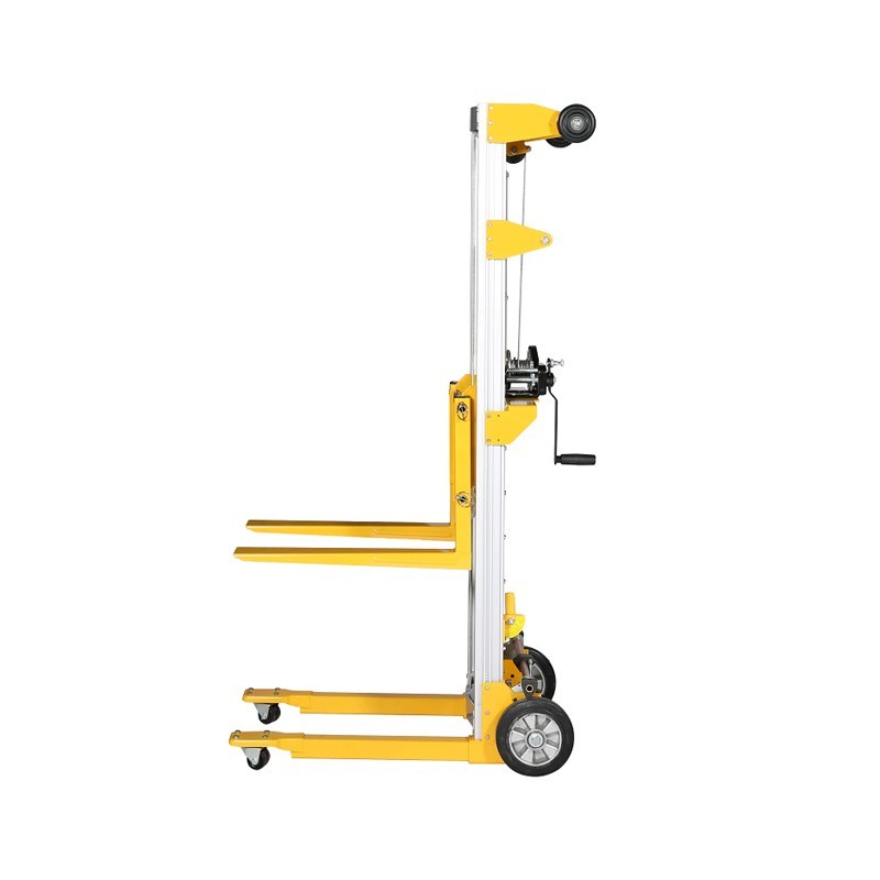 Vista de perfil del apilador manual con manivela 227 kg Elevación 1250 mm