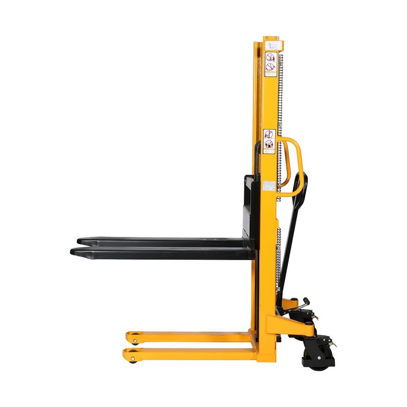 Apilador manual 1000kg 1600mm vista de perfil horquillas medio-altas