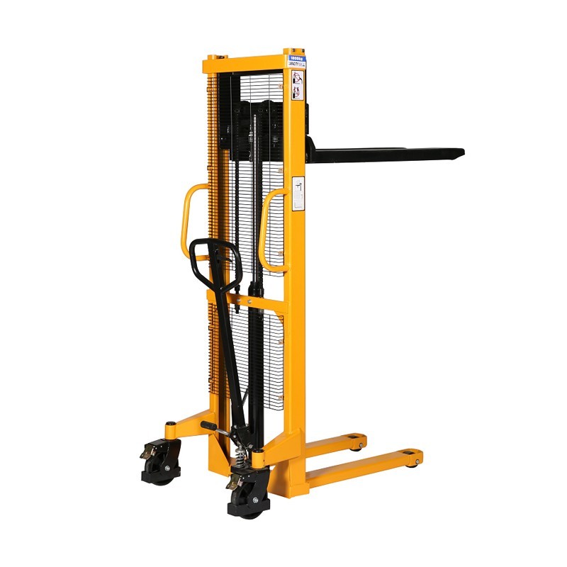 Apilador manual 1000kg Elevación rapida 1600mm horquillas altas
