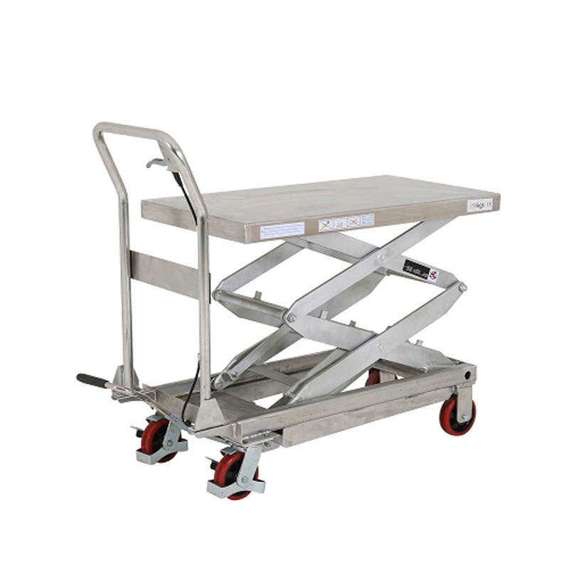 Mesa elevadora INOX 304 doble tijera plataforma medio-alta