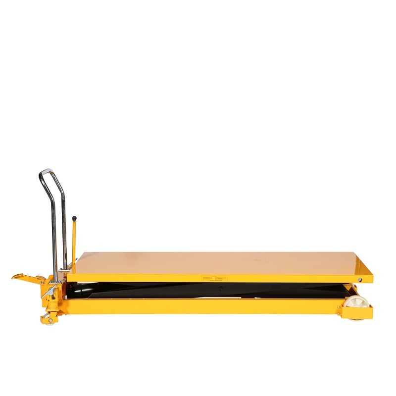 Vista de perfil de la mesa elevadora 1000kg plataforma baja