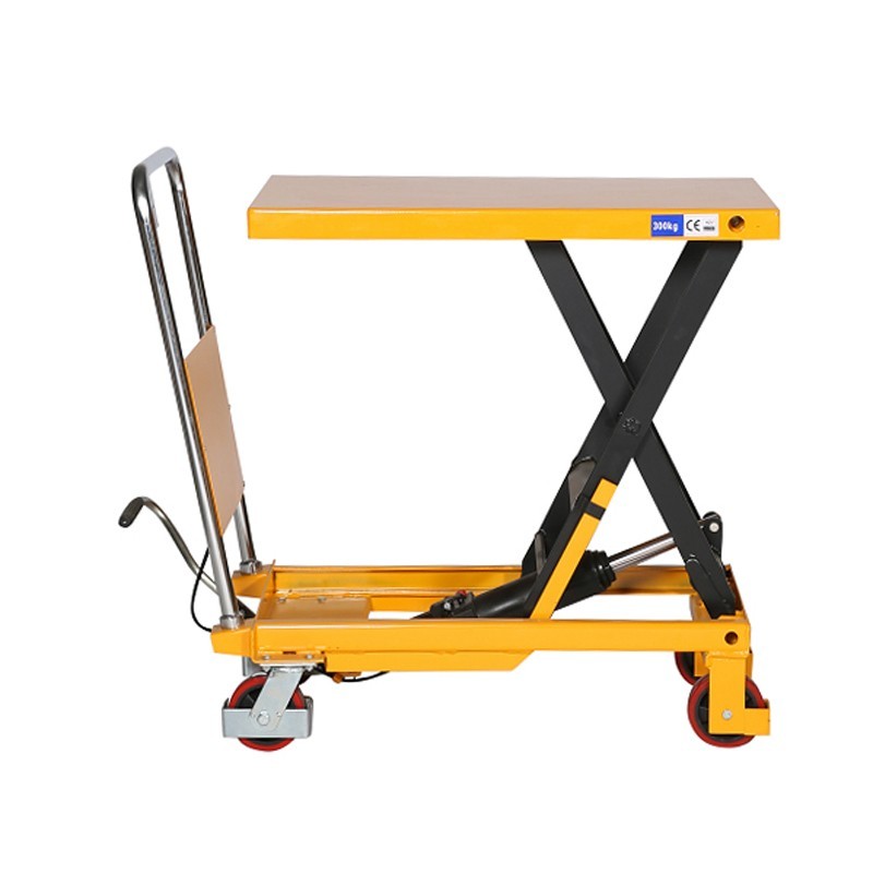 Vista de perfil de la mesa elevadora 500kg plataforma alta