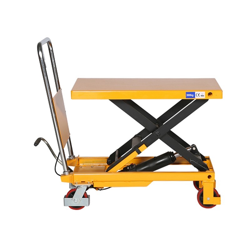 Vista de perfil de la mesa elevadora 500kg plataforma medio-alta