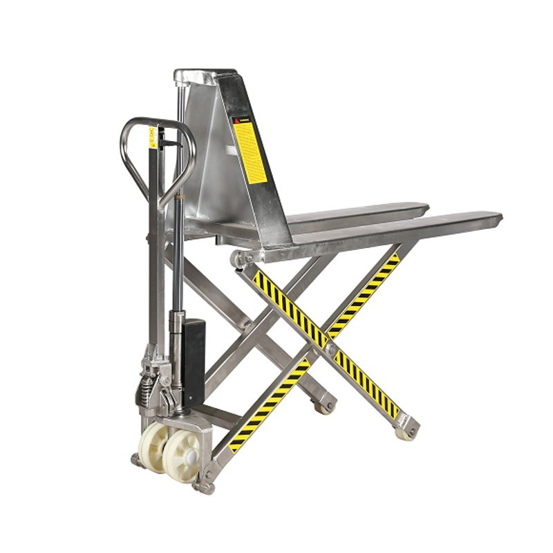 Vista general de la transpaleta de gran elevación 1000kg INOX 316