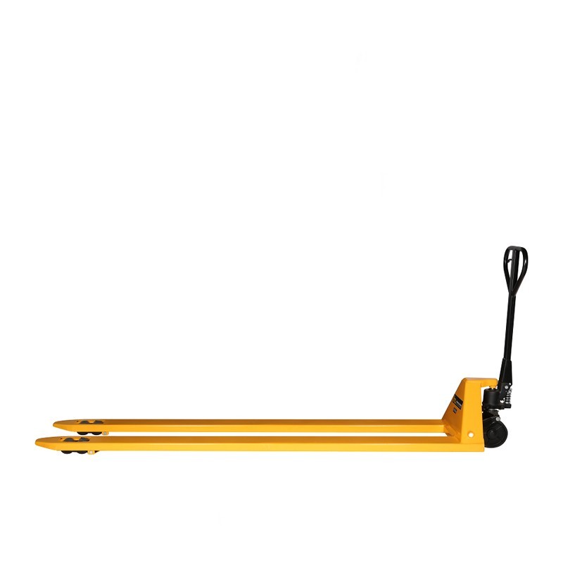 Vista de perfil de la transpaleta manual 2000 kg horquillas 2500mm
