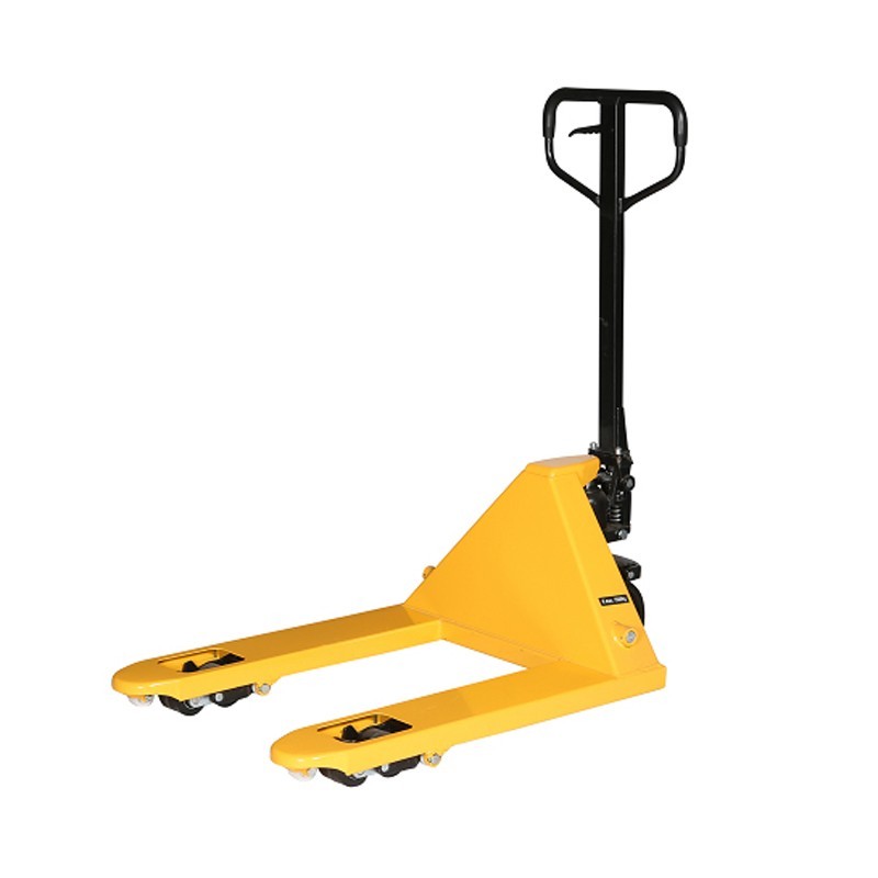 Vista trasera de la transpaleta 2500kg horquillas ancha y corta