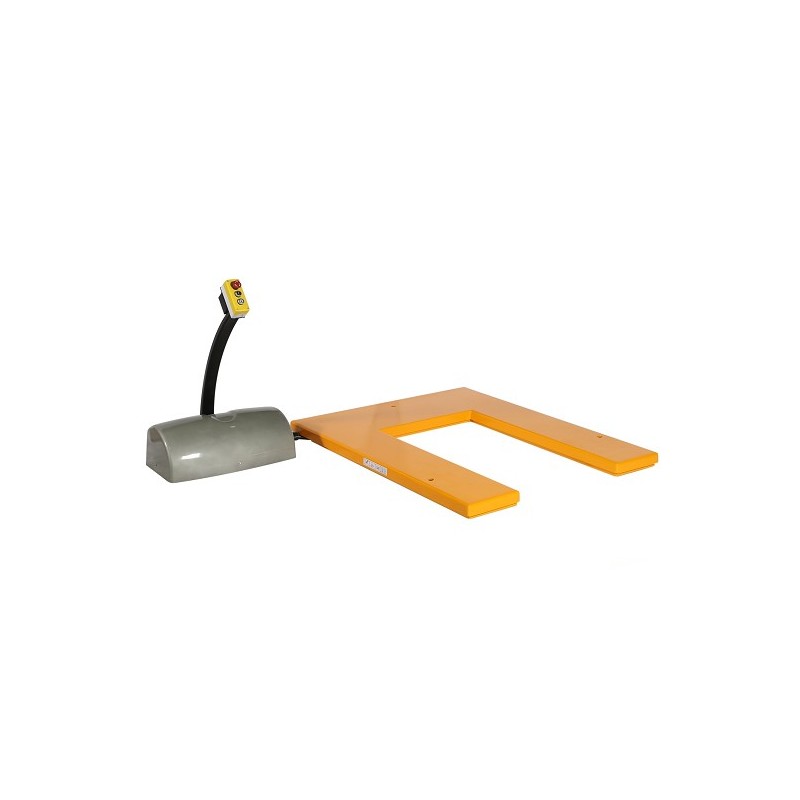 Vista de la mesa elevadora en U 1000kg 380V con plataforma baja