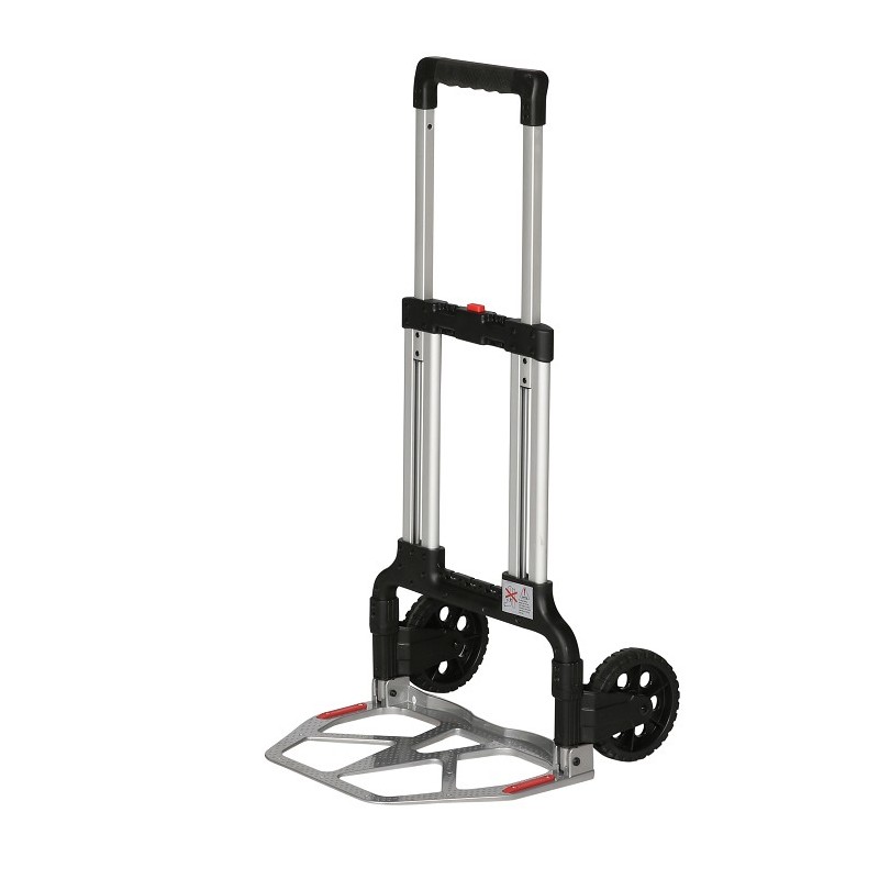 Vista desde 3/4 de la carretilla de aluminio plegable 125kg