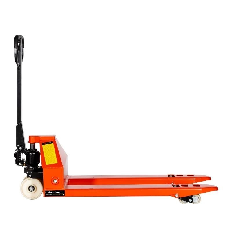 Transpaleta 5000kg ruedas de nylon rodillos en posición de elevación