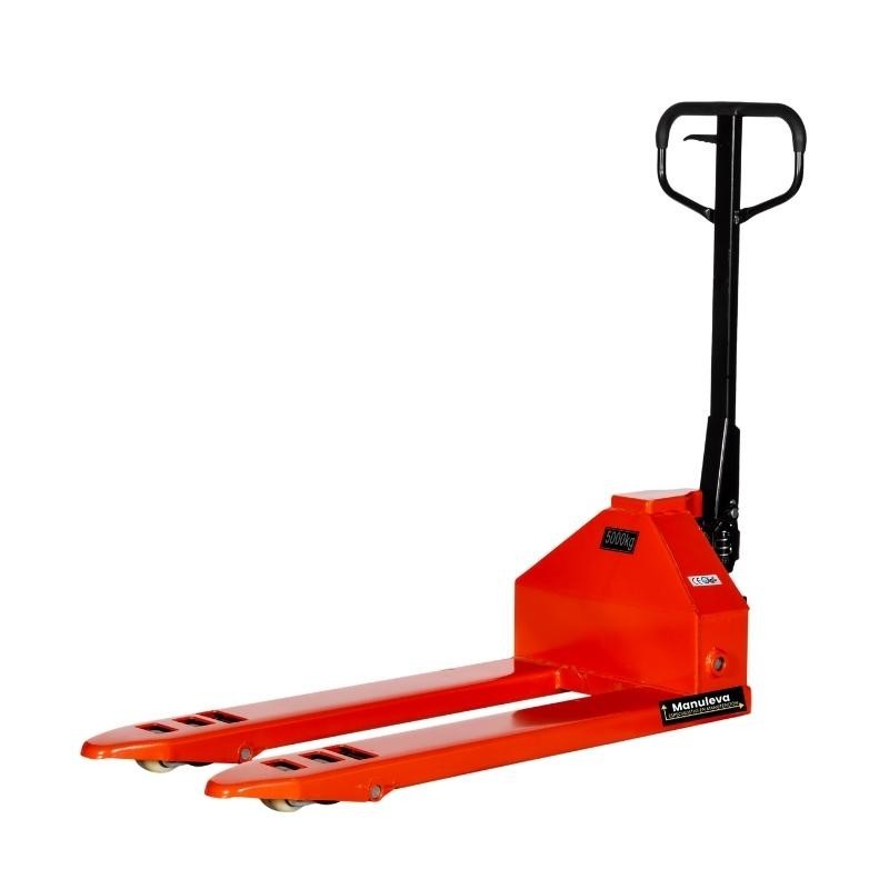 Vista trasera de la transpaleta 5000kg ruedas de nylon