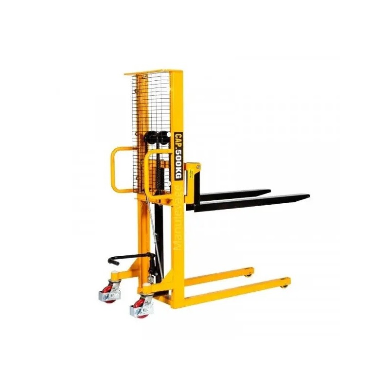 Apilador 500kg 1300mm con horquillas medio-altas