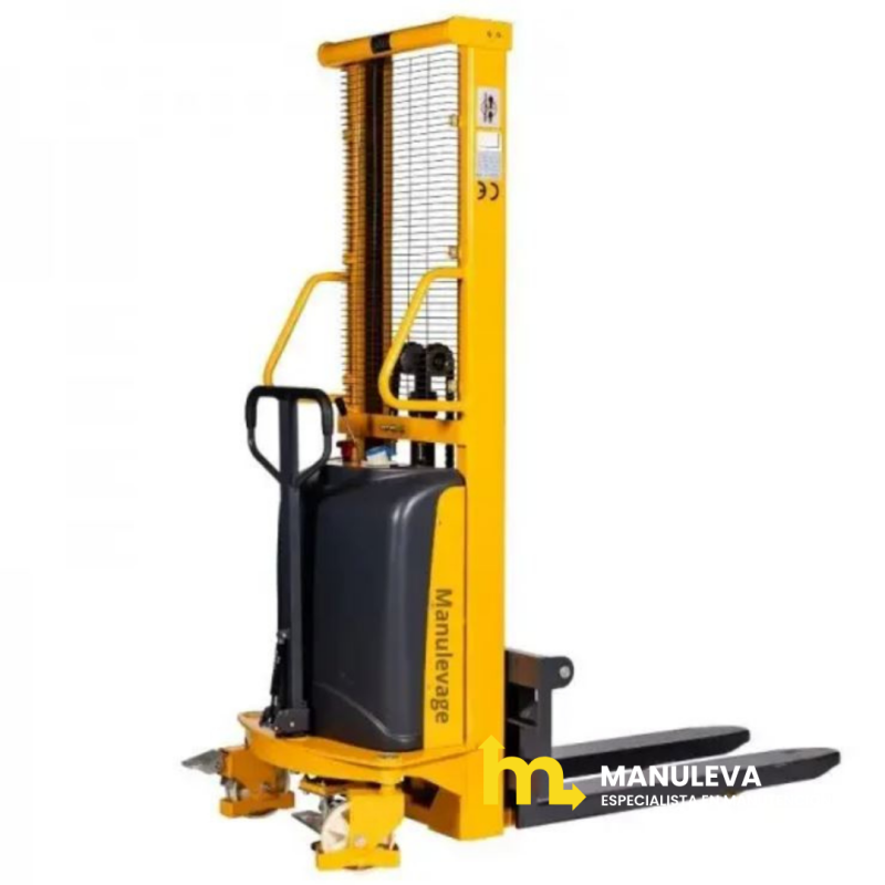 Vista delantera desde 3/4 del apilador semi eléctrico 1000kg 1600mm