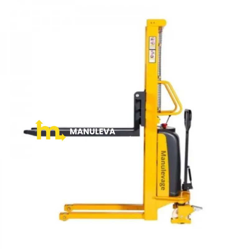 Vista de perfil del Apilador Semi Eléctrico 2000Kg 1600mm horquillas medio-altas
