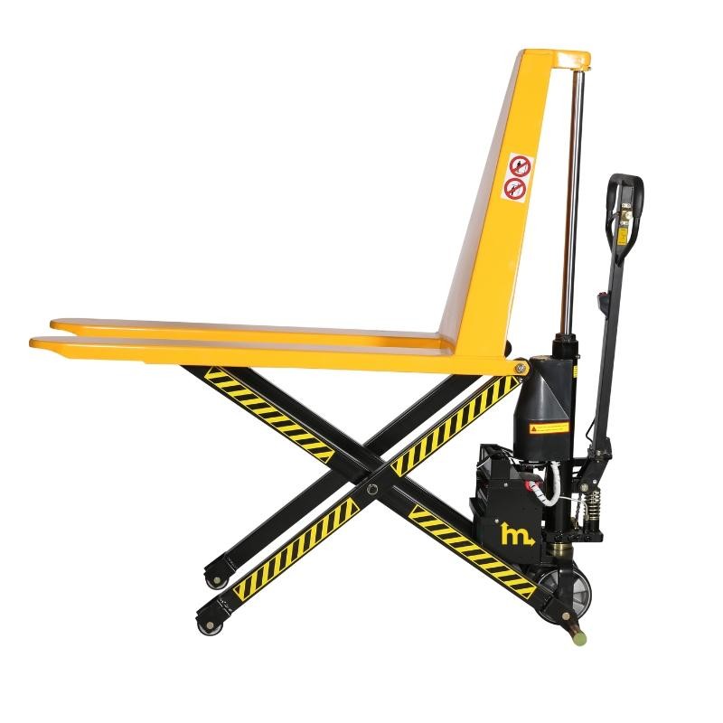 Vista de perfil Transpaleta eléctrica de gran elevación de 1500 kg 1170 mm horquilla alta