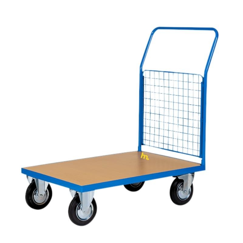 Carro plataforma 1 pared de malla 500 kg sin carga vista desde 3/4