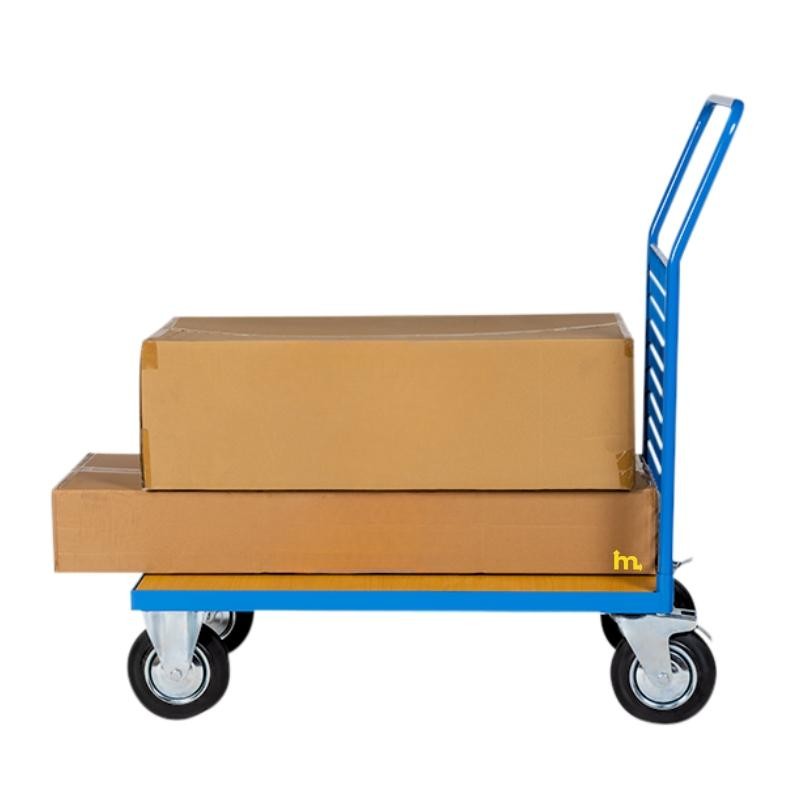 Vista de perfil con carga del Carro plataforma 1 pared de malla 500 kg