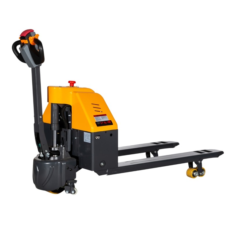 Vista de 3/4 del Transpale eléctrico 1500 kg - 680 mm de ancho - Horquillas 1150 mm