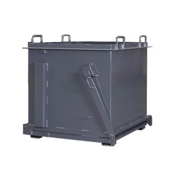 Vista desde 3/4 de la tolva con descarga inferior 800l sin carretilla elevadora