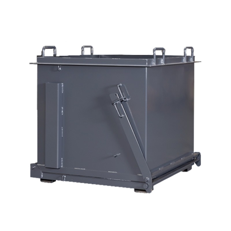 Vista desde 3/4 de la tolva con descarga inferior 800l sin carretilla elevadora