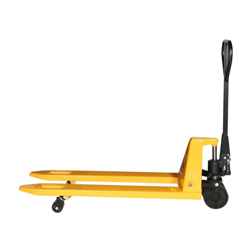 Vista de perfil de la transpaleta manual 1200kg rodillo simple elevados