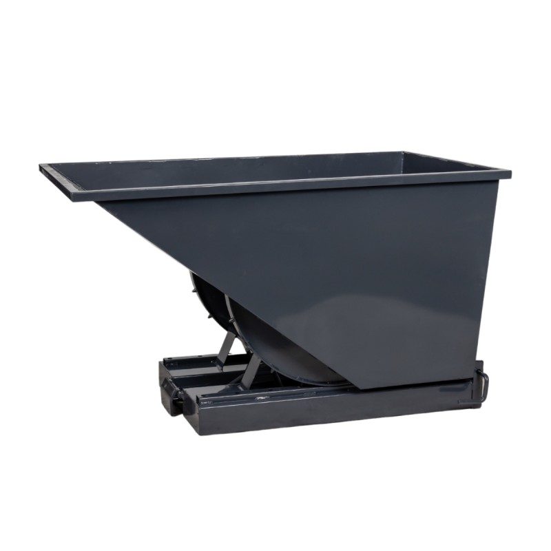 Vista general de la tolva autobasculante gris 600L sin carretilla elevadora