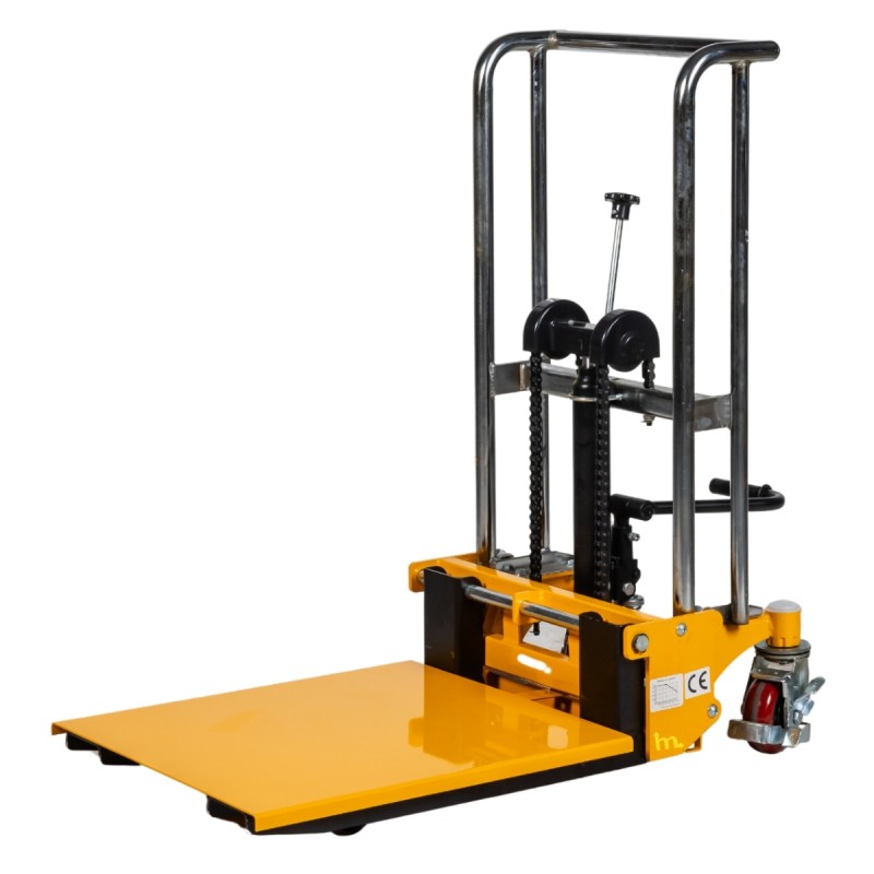 Mini apilador manual 400 kg - Elevación 850 mm con bandeja baja