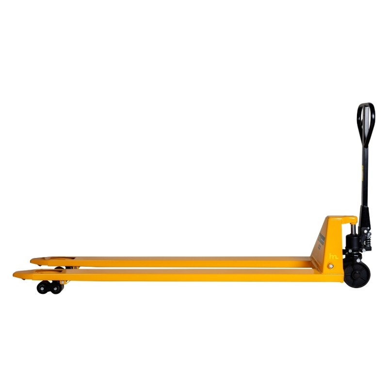 Vista de perfil de la Transpaleta manual 2000 kg - rodillo doble - Horquillas 2000 mm