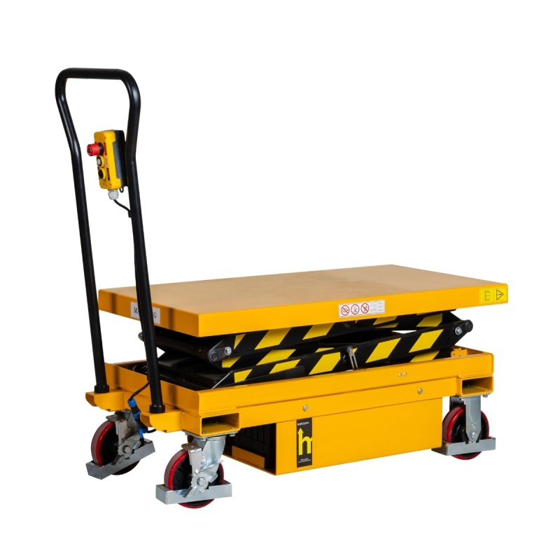 Vista desde 3/4 de la Mesa elevadora 300 kg - plataforma: 1010x520 mm