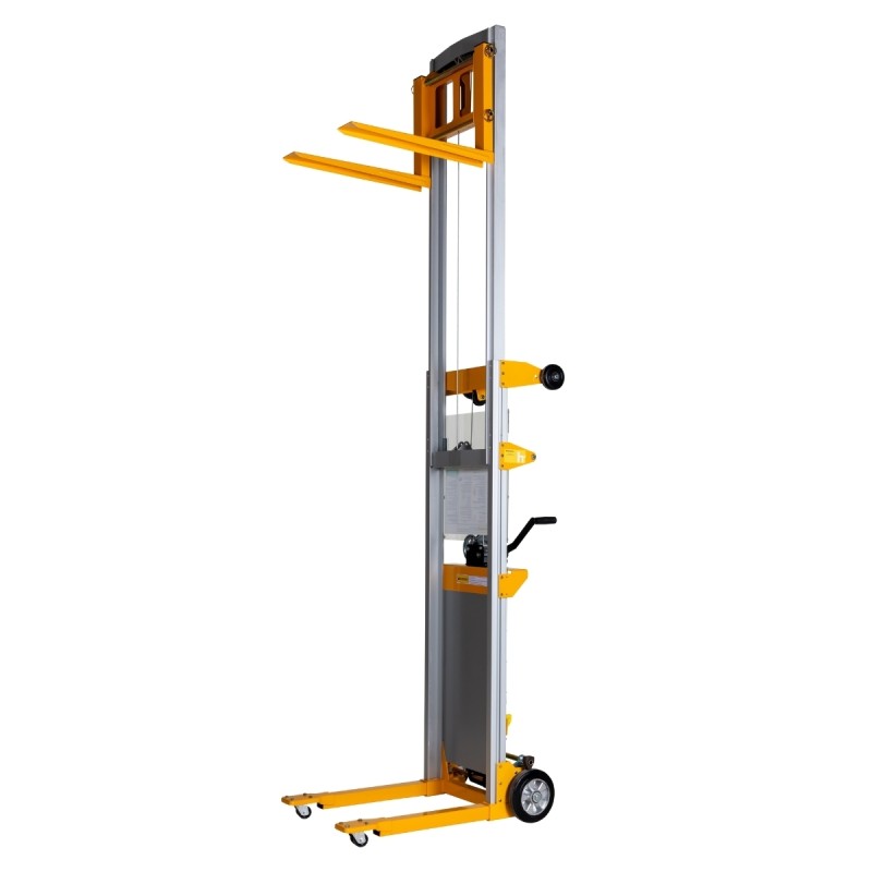 Apilador manual con manivela 181 kg Elevación 2500 mm con horquillas altas