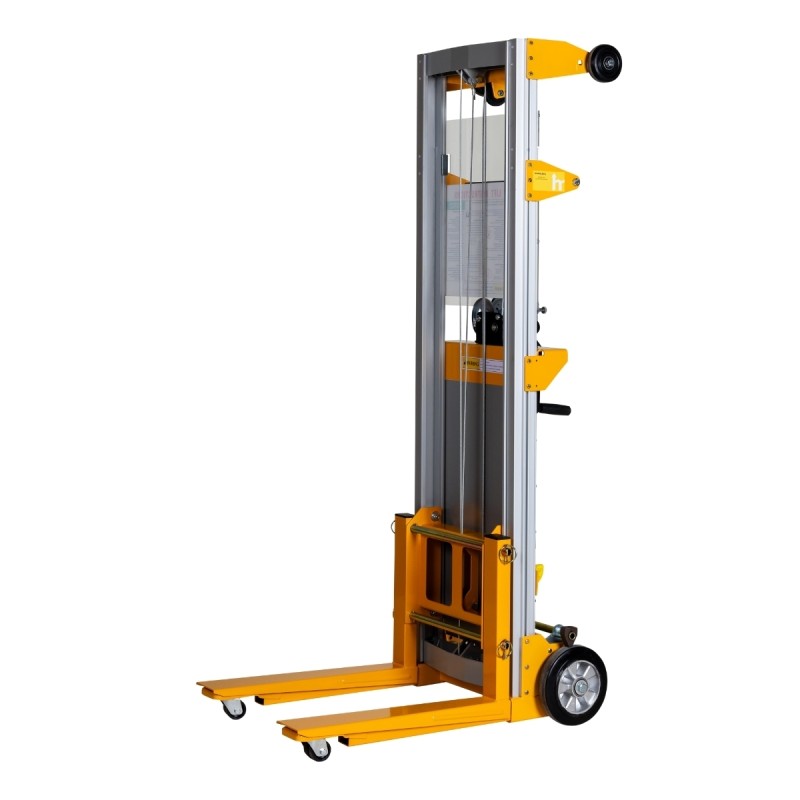 Apilador manual con manivela 181 kg Elevación 2500 mm con horquillas bajas