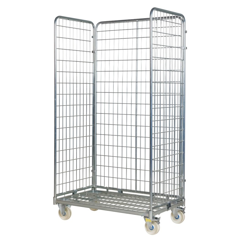 Roll container 3 laterales 1000 mm con ruedas de nylon sin estante