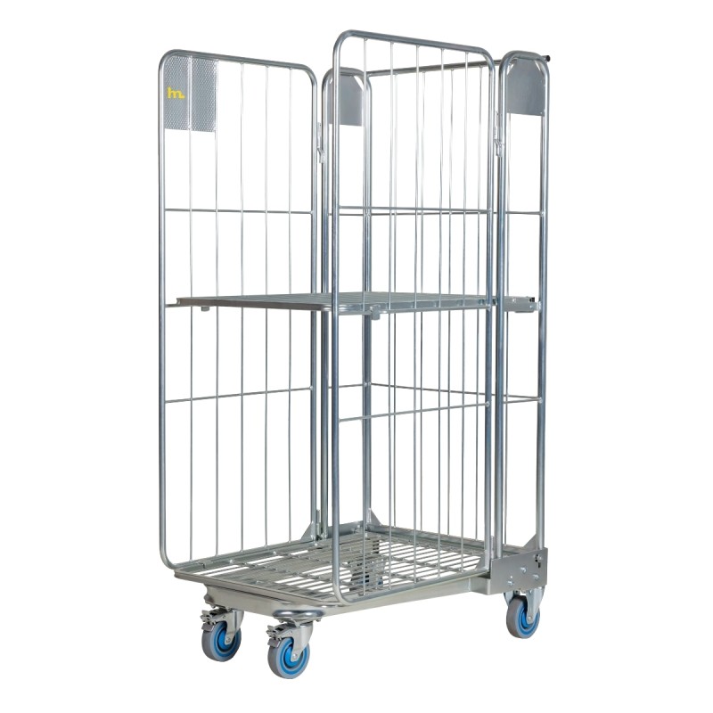 Roll container de 3 laterales 900 mm con ruedas de goma