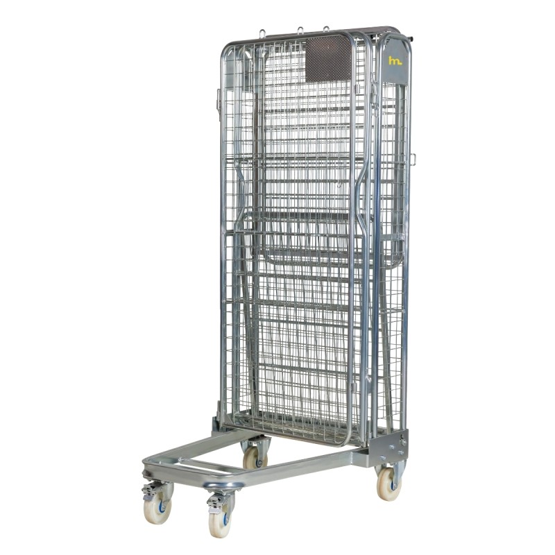 Roll container antirrobo 4 laterales con ruedas de nylon plegado