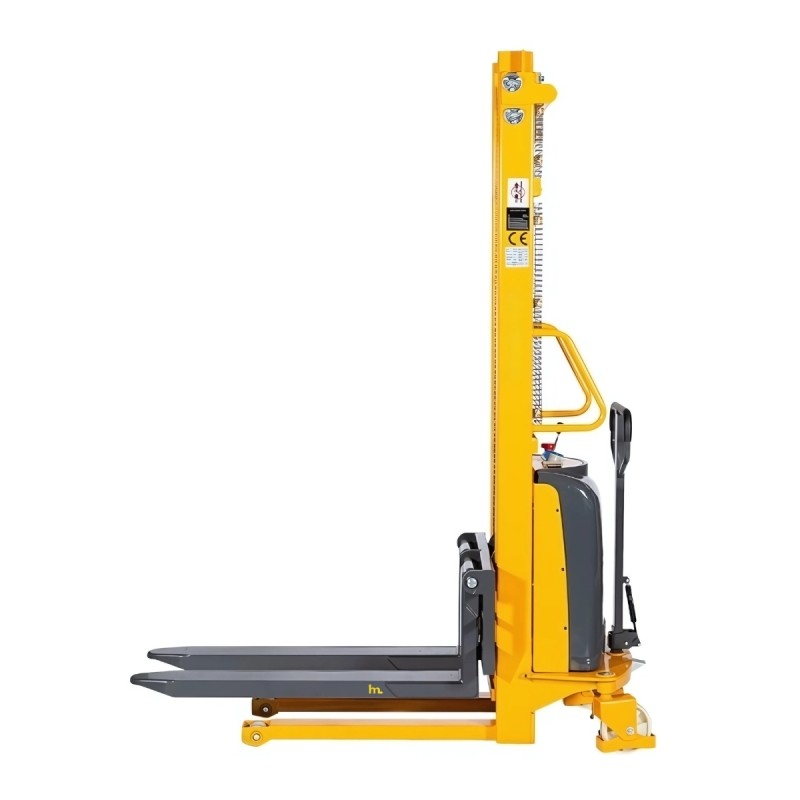 Vista de perfil del apilador semi eléctrico 1000kg 2500mm  horquillas bajas