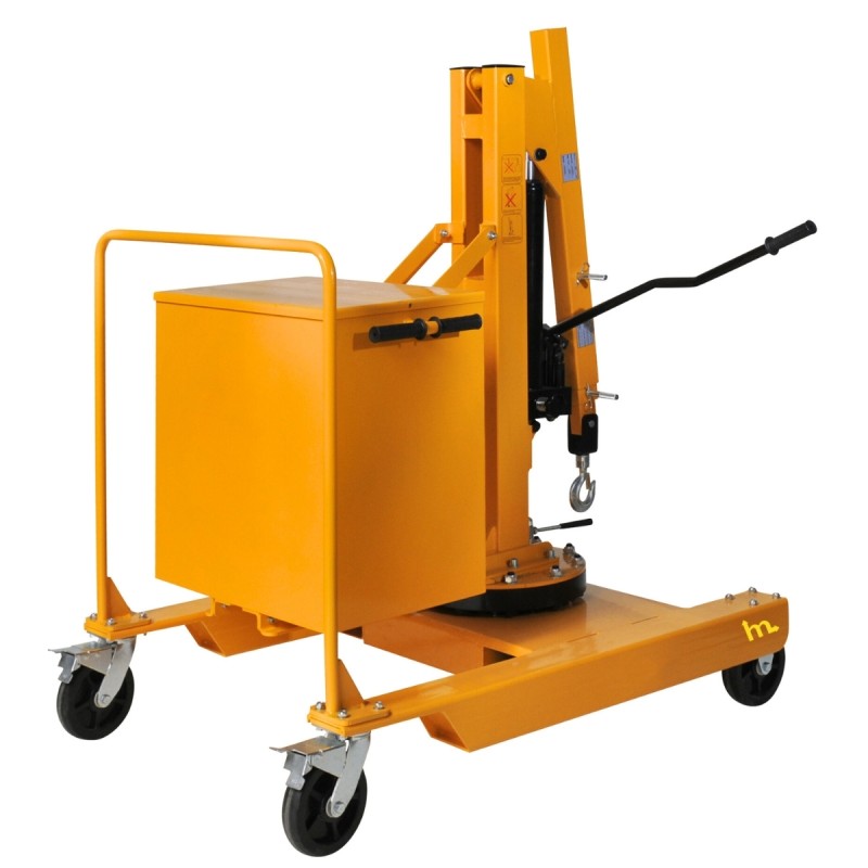 Vista en 3/4 de la Grúa de taller rotativa con contrapeso Capacidad 550 kg por detrás