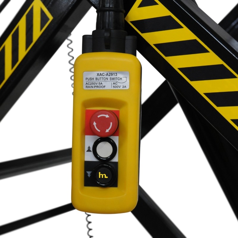 Zoom al mando de la Mesa elevadora eléctrica 1000 kg Plataforma 1700x1000 mm