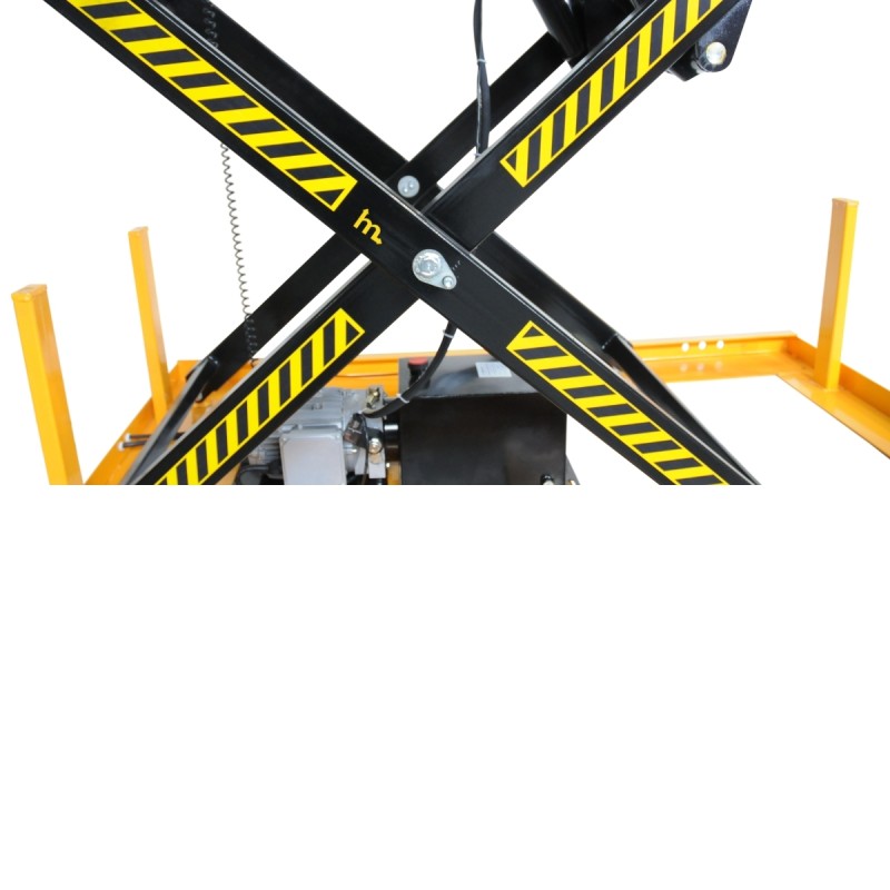 Zoom a las tijeras de la Mesa elevadora eléctrica 1000 kg Plataforma 1700x1000 mm