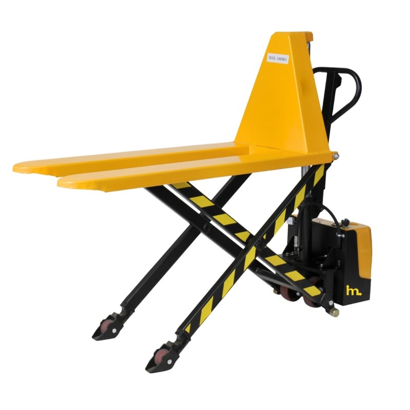 Vista delantera de la transpaleta elevadora eléctrica bicilíndrica Elevación 800 mm