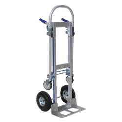 Carretilla/plataforma de aluminio 2 posiciones - 200 kg - ruedas neumáticas