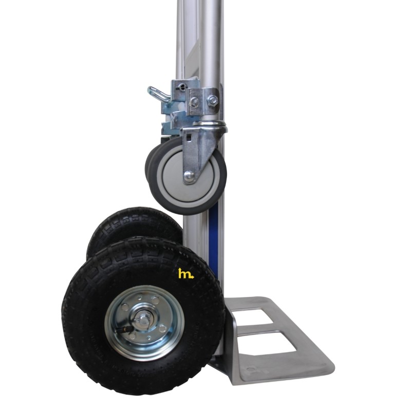 Zoom sobre las ruedas neumáticas de la Carretilla/plataforma de aluminio 2 posiciones - 200 kg