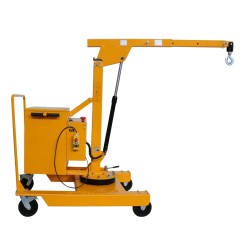 Vista de perfil de la Grúa de taller con contrapeso de elevación eléctrica Capacidad 550 kg con el brazo desplegado