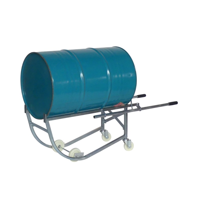 Vista general de la carretilla basculante portabidones - 170kg