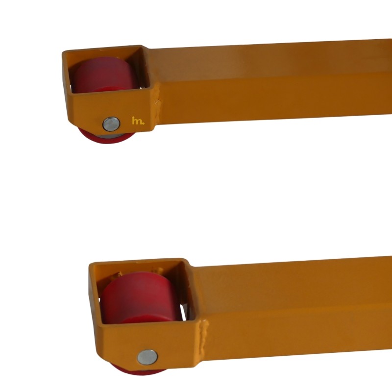 Vista de los rodillos del apilador manual con manivela 1000 kg – Elevación 1500 mm