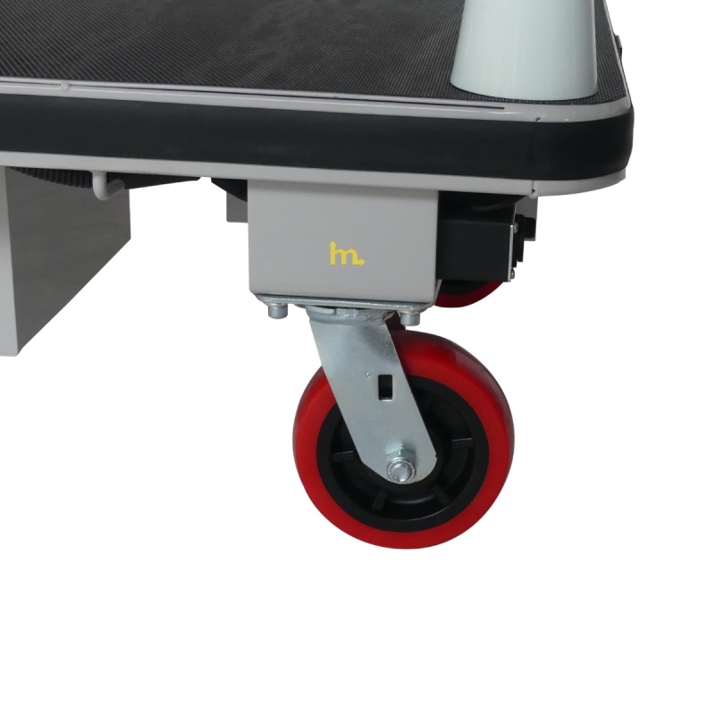 Vista de los rodillos del carro de plataforma motorizado bandeja 1280 x 630 mm - 400 kg