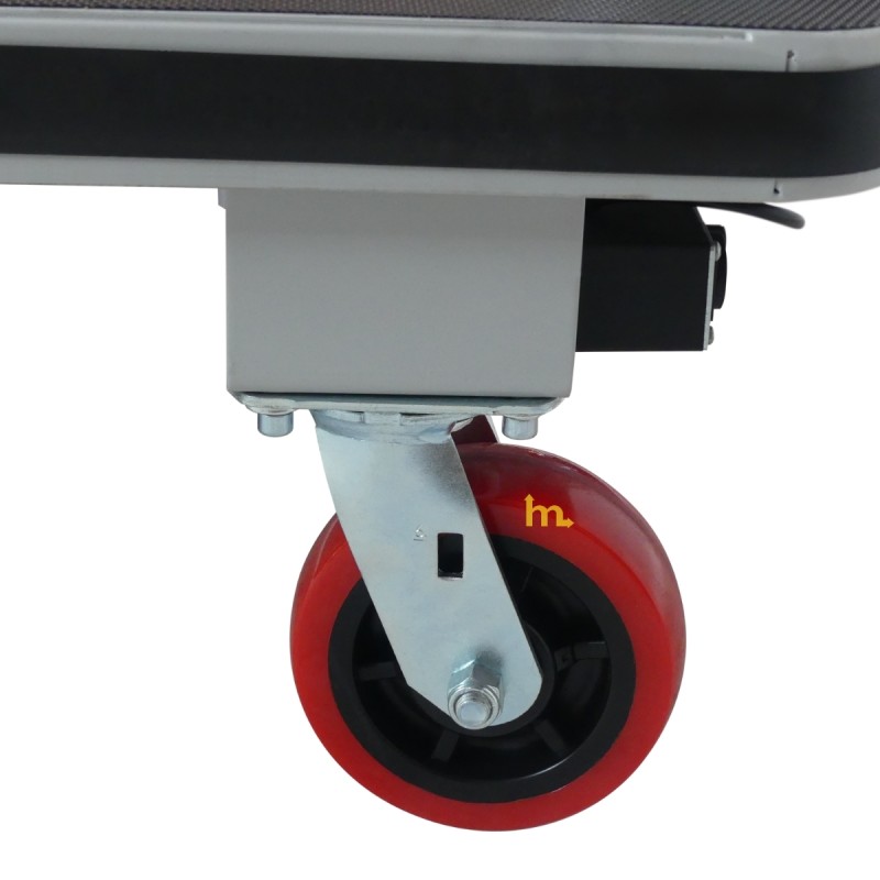 Vista de los rodillos del carro plataforma motorizado bandeja 1280 x 910 mm - 400 kg