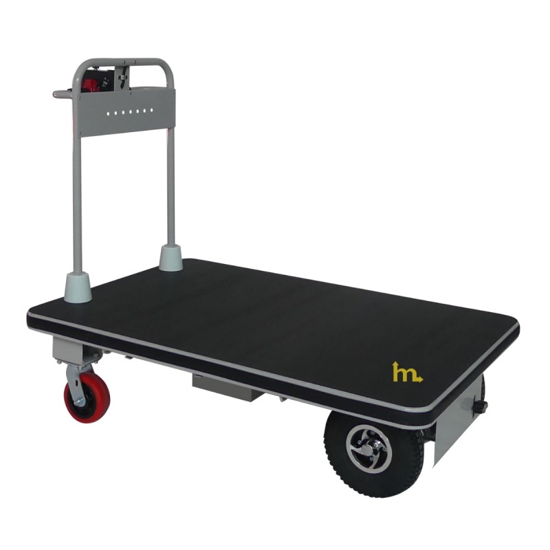 Vista en 3/4 del carro plataforma motorizado bandeja 1280 x 910 mm - 400 kg